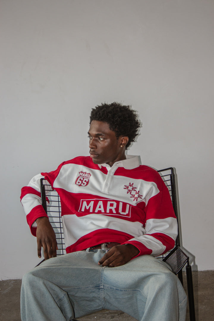 Maru Red Rugby Polo Top